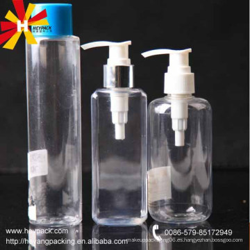 Botella de plástico transparente de 250 ml para envases cosméticos
